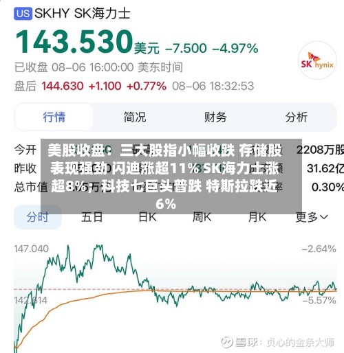 美股收盘：三大股指小幅收跌 存储股表现强劲 闪迪涨超11% SK海力士涨超8%；科技七巨头普跌 特斯拉跌近6%-第2张图片
